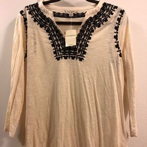 Lucky Brand Plus-Size Embroidered Bib Top